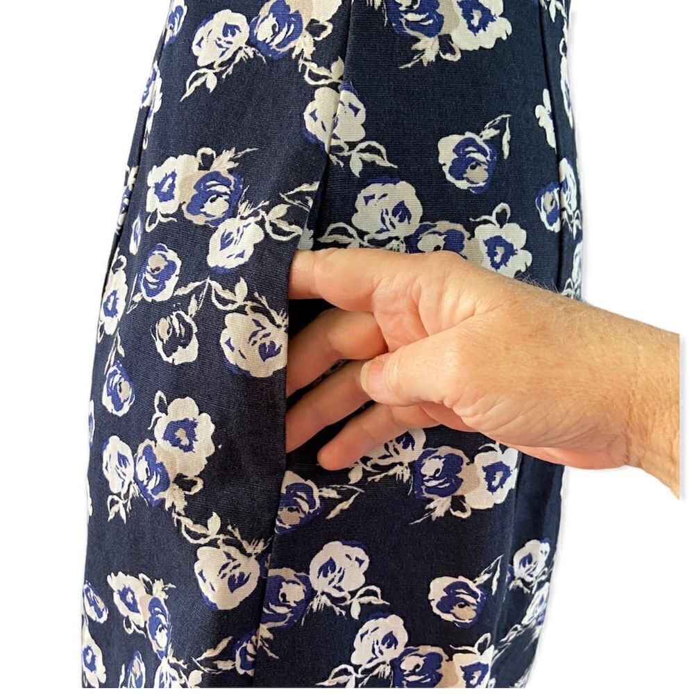 GAP Floral Navy Linen Cotton Cap Sleeve Mini Dress 2 - Picture 6 of 9